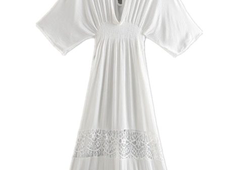 Women s White Lace Bohemian Beach Maxi Dresses | S-L Online