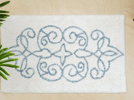 Cotton Medallion Tufted Non Slip Jacquard Bath mat For Sale