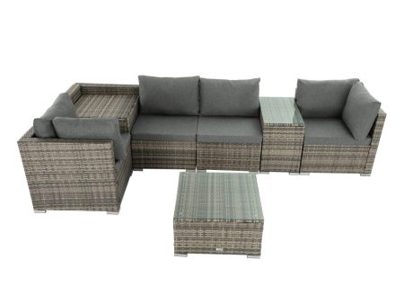 7PC Outdoor Wicker Lounge with Storage Corner (Grey) Supply