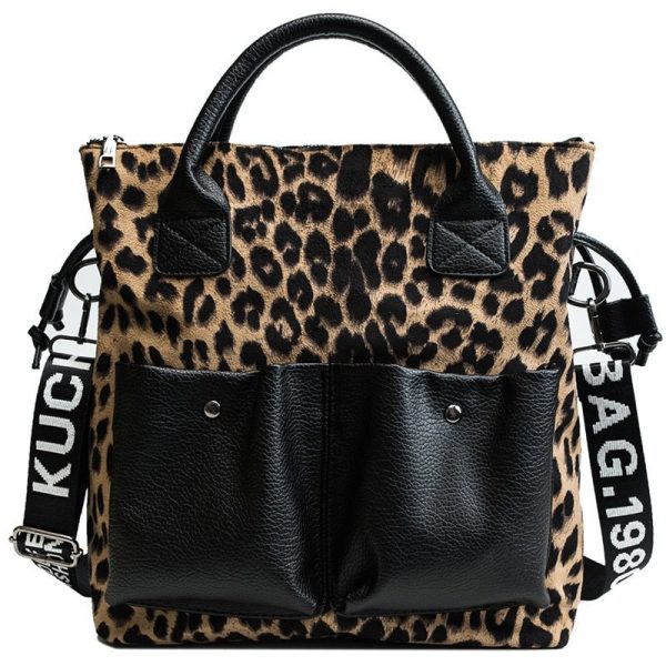 High Quality Leopard Patchwork Shoulder Bag For Discount