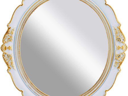 Oval Antique Vintage Hanging Wall Mirror for Bedroom and Livingroom (White, 38 x 33 cm) Online Sale