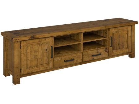 Teasel ETU Entertainment TV Unit 240cm 2 Drawer Solid Pine Wood - Rustic Oak Fashion