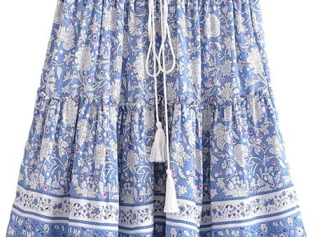 Women s Light Blue Boho Summer Skirt | M-L Sale