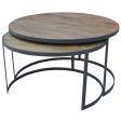 Nolana  2pc Mango Wood and Metal Round Nesting 80cm Coffee Table Set - Natural Online now