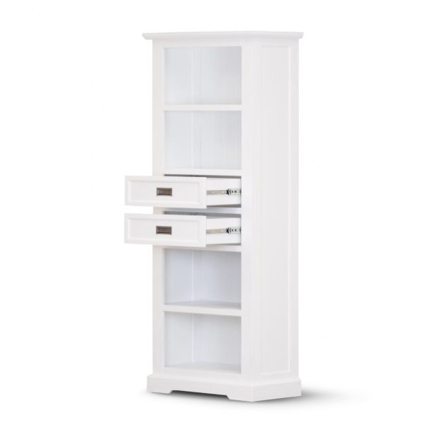 Laelia Bookshelf Bookcase 4 Tier Solid Acacia Wood Coastal Furniture - White Discount