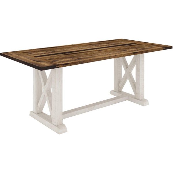 Erica Dining Table 200cm Solid Acacia Timber Wood Hampton Furniture Brown White Online Sale