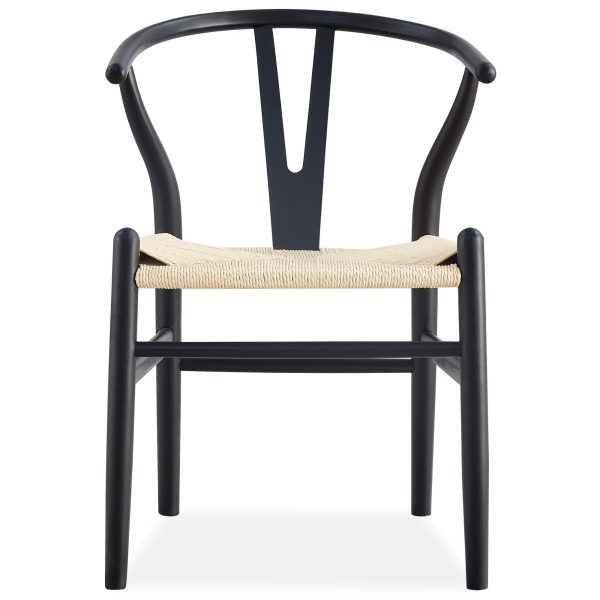 Anemone  Set of 4 Wishbone Dining Chair Beech Timber Replica Hans Wenger - Black For Cheap