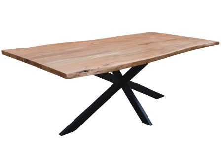 Lantana Dining Table 210cm Live Edge Solid Acacia Timber Wood Metal Leg -Natural Online