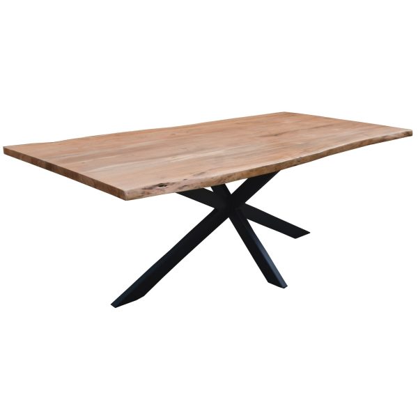 Lantana Dining Table 210cm Live Edge Solid Acacia Timber Wood Metal Leg -Natural Online