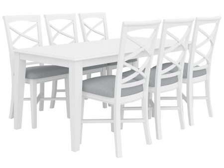 Daisy 7pc Dining Set 180cm Table 6 Chair Acacia Wood Hampton Furniture - White Sale