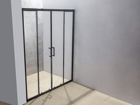 1400-1600mm Sliding Door Safety Glass Shower Screen Black By Della Francesca Hot on Sale