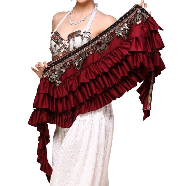 Tribal Gypsy Belly Dancing Fringe Wrap With Coins | Various Colours Discount