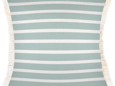 Cushion Cover-Coastal Fringe-Hampton Stripe Seafoam-45cm x 45cm Online now