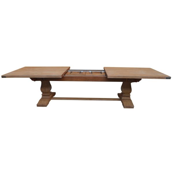 Gloriosa Dining Table 258-348cm Extendable Pedestal Mango Wood - Honey Wash Online Sale