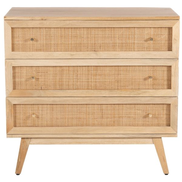 Olearia  Storage Cabinet Buffet Chest of 3 Drawer Mango Wood Rattan Natural Online Sale