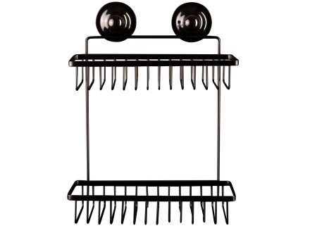 KiahLoc Black Double Rectangular Shelf Removable Suction Sale