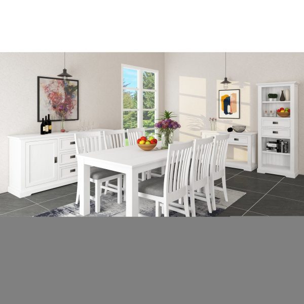 Laelia 9pc Dining Set 220cm Table 8 Chair Acacia Wood Coastal Furniture - White on Sale