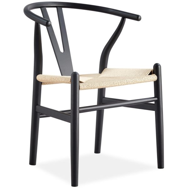 Anemone  Set of 4 Wishbone Dining Chair Beech Timber Replica Hans Wenger - Black For Cheap