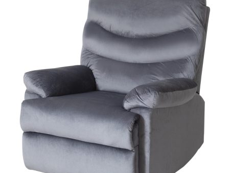 Wide Manual Single Recliner Sofa – Velvet Grey Supply