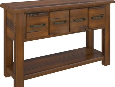 Umber Console Hallway Entry Table 136cm Solid Pine Timber Wood - Dark Brown For Discount