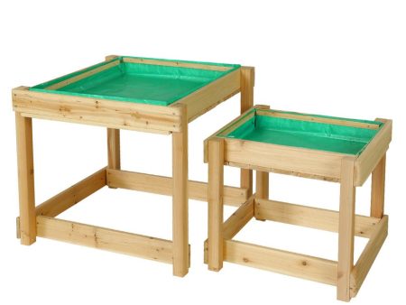 Keezi Kids Sandpit Sand and Water Wooden Table with Cover Outdoor Sand Pit Toys Discount