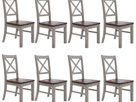 Erica X-Back Dining Chair Set of 8 Solid Acacia Timber Wood Hampton Brown White Online now