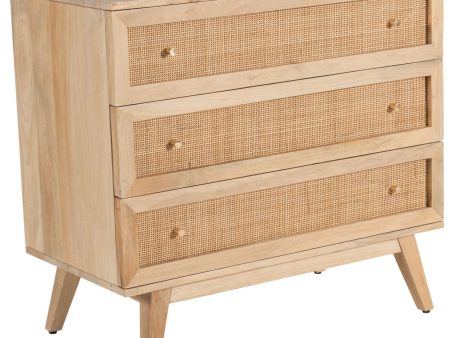 Olearia  Storage Cabinet Buffet Chest of 3 Drawer Mango Wood Rattan Natural Online Sale