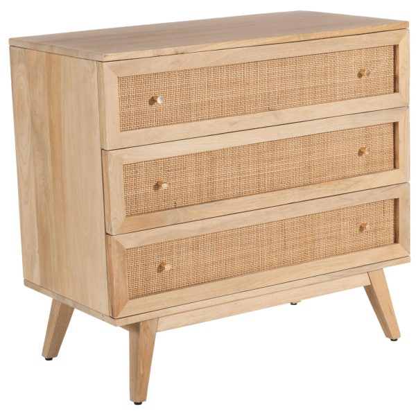 Olearia  Storage Cabinet Buffet Chest of 3 Drawer Mango Wood Rattan Natural Online Sale