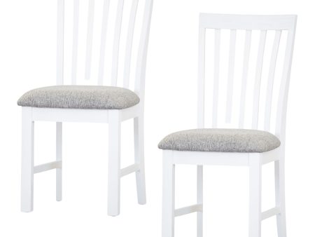 Laelia Dining Chair Set of 2 Solid Acacia Timber Wood Coastal Furniture - White For Sale