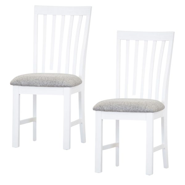 Laelia Dining Chair Set of 2 Solid Acacia Timber Wood Coastal Furniture - White For Sale