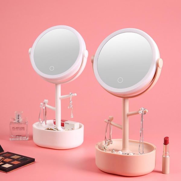 Ecoco Smart LED Light Cosmetic Makeup Mirror USB Touch Screen Home Desk Vanity 360° White For Sale