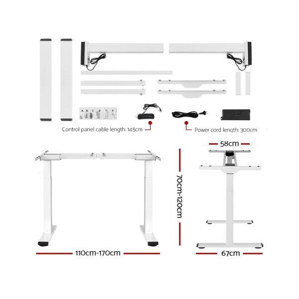 Artiss Standing Desk Sit Stand Motorised Adjustable Frame Only White Dual Motor Fashion