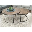 Nolana  2pc Mango Wood and Metal Round Nesting 80cm Coffee Table Set - Natural Online now