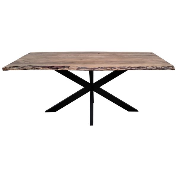 Lantana Dining Table 180cm Live Edge Solid Acacia Timber Wood Metal Leg -Natural Discount