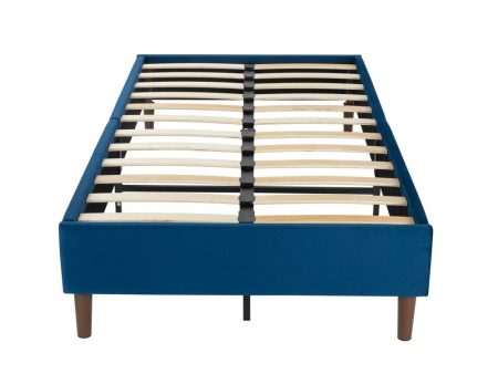 Velvet Blue Bed Frame - Double Discount