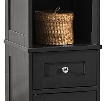 Freestanding Tall Bathroom Cabinet 170 x 32 x 30 cm (Black) Online