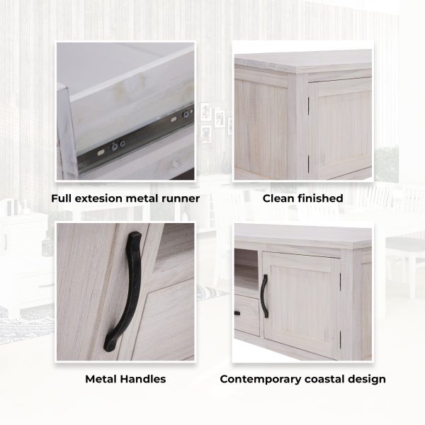 Foxglove ETU Entertainment TV Unit 216cm 2 Drawer 2 Door Mt Ash Wood - White on Sale