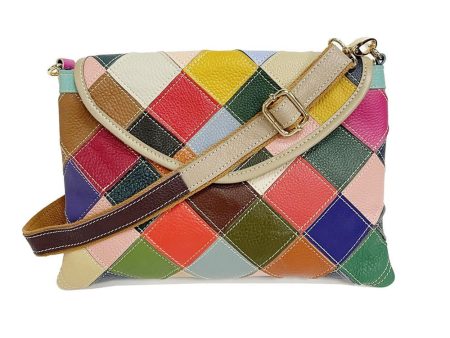 80s Styled Patchwork Fashion Sling Bag - Genuine Leather Sale