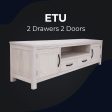 Foxglove ETU Entertainment TV Unit 216cm 2 Drawer 2 Door Mt Ash Wood - White on Sale