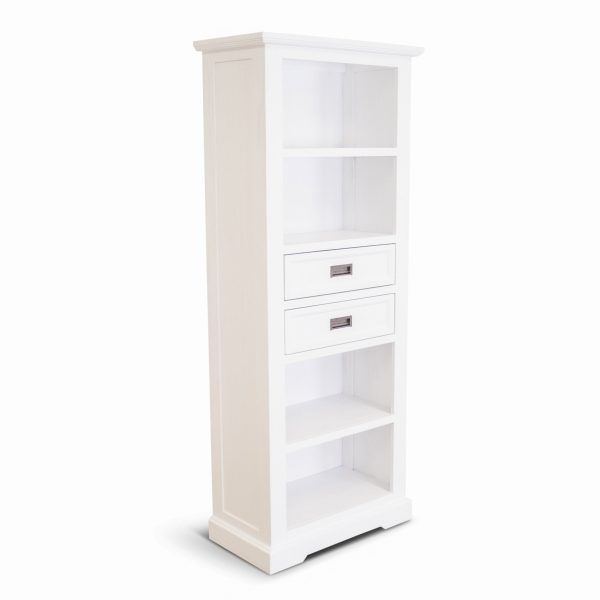 Laelia Bookshelf Bookcase 4 Tier Solid Acacia Wood Coastal Furniture - White Discount