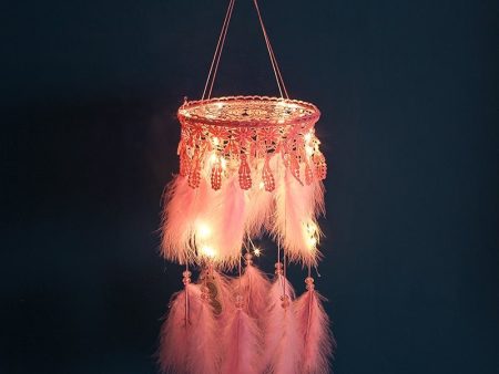 Beautiful Pink Dream Catcher Lantern With Lights Online Hot Sale