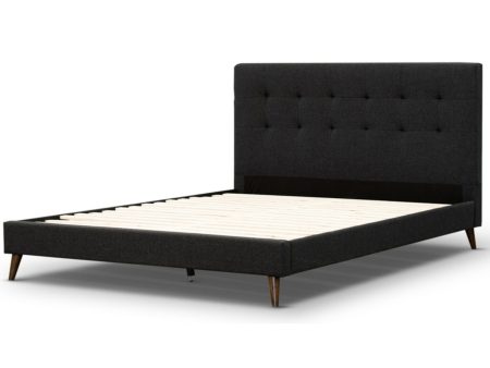 Volga Queen Bed Platform Frame Fabric Upholstered Mattress Base - Charcoal Online Sale