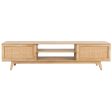 Olearia  ETU Entertainment TV Unit 175cm Solid Mango Wood Rattan 2 Door Natural Online Hot Sale