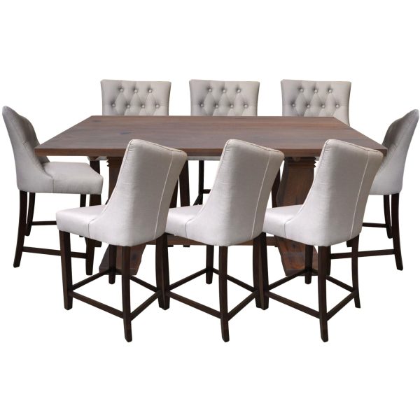 Florence  9pc High Dining Table Set 200cm 8 Fabric Chair French Provincial Fashion