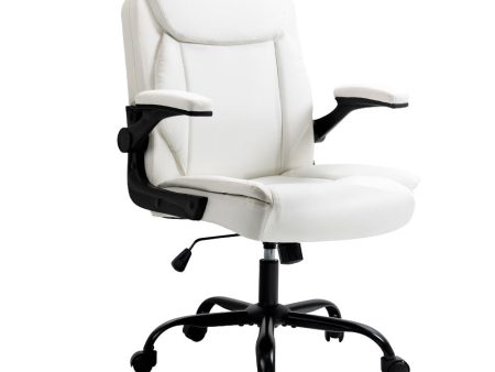 Artiss Office Chair Leather Computer Executive Chairs Gaming Study Desk White Sale