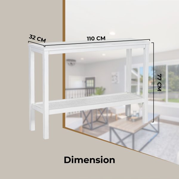 Jasmine Console Hallway Entry Table 110cm Mindi Timber Wood Rattan  - White Online now