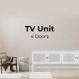 Jasmine ETU Entertainment TV Unit 160cm 4 Door Mindi Wood Rattan - White Cheap