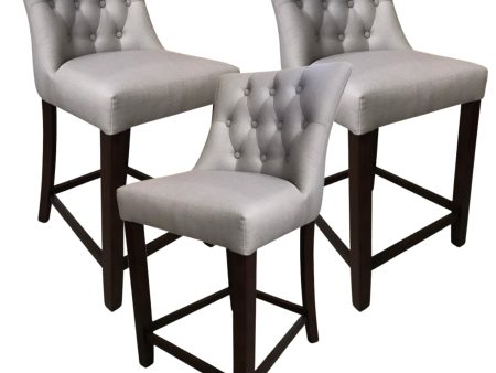 Florence  3pc High Fabric Dining Chair Bar Stool French Provincial Solid Timber Fashion