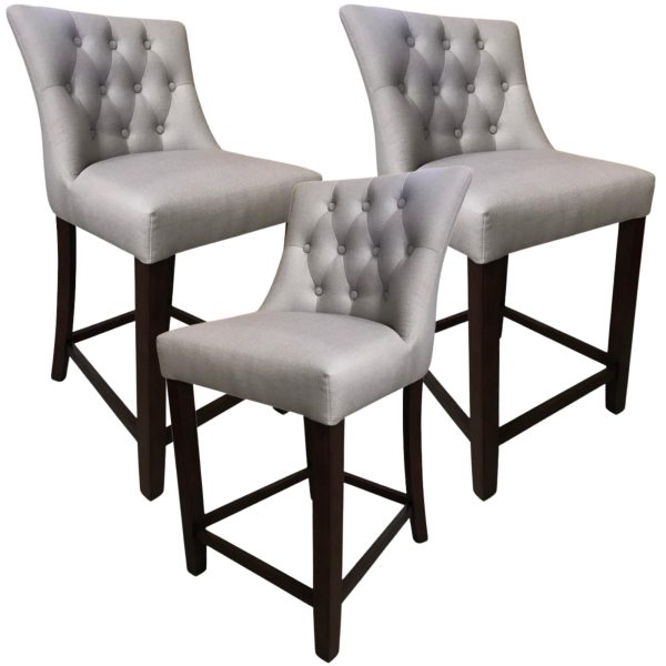 Florence  3pc High Fabric Dining Chair Bar Stool French Provincial Solid Timber Fashion