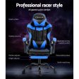 Artiss Office Chair Leather Gaming Chairs Footrest Recliner Study Work Blue Sale